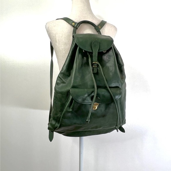 Il Bisonte Handbags - IL Bisonte Drawstring Backpack Leather Bottle Green Large Mosscore